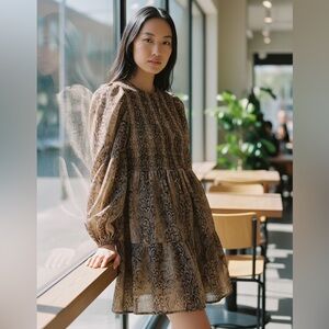 Ganni Brown Textured mini dress